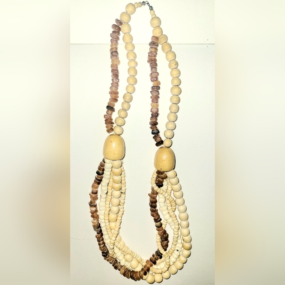 Long Wooden Beaded Necklace